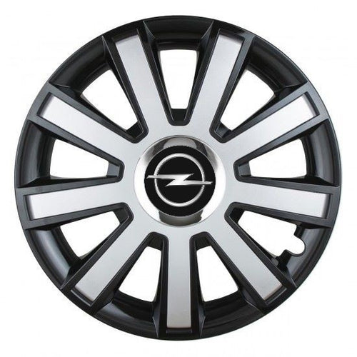 Set 4 capace roti Silver/black cu inel cromat R15 Compatibil Cu Opel