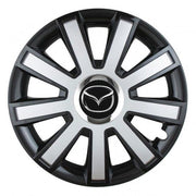 Set 4 capace roti Silver/black cu inel cromat R15 Compatibil Cu Mazda