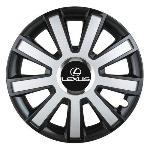 Комплект 4 таса Silver/black с хромиран ринг R15 Съвместим с Lexus