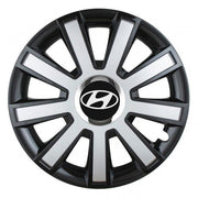 Set 4 capace roti Silver/black cu inel cromat R15 Compatibil Cu Hyundai