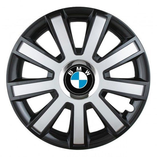 Set 4 capace roti Silver/black cu inel cromat R16 Compatibil Cu BMW