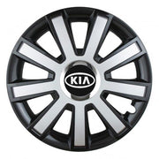 Set 4 capace roti Silver/black cu inel cromat R16 Compatibil Cu Kia