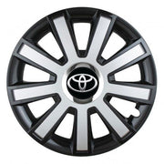 Set 4 capace roti Silver/black cu inel cromat R16 Compatibil Cu Toyota