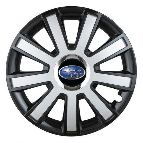 Комплект 4 броя тасове Silver/black с хромиран ринг R16 Съвместим със Subaru