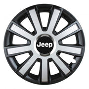 Set 4 capace roti Silver/black cu inel cromat R16 Compatibil Cu Jeep