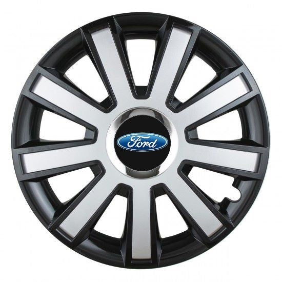 Комплект 4 таса за гуми Silver/black с хромиран ринг R16 Съвместим с Ford
