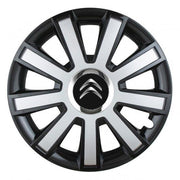 Set 4 capace roti Silver/black cu inel cromat R16 Compatibil Cu Citroen