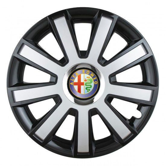 Комплект 4 броя тасове Silver/black с хромиран ринг R16 за автомобили Alfa Romeo