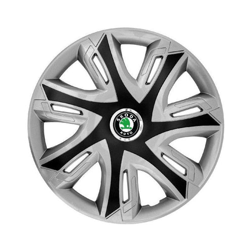 4 db-os Supernova ezüst/fekete R15 dísztárcsa szett, Skoda kompatibilis