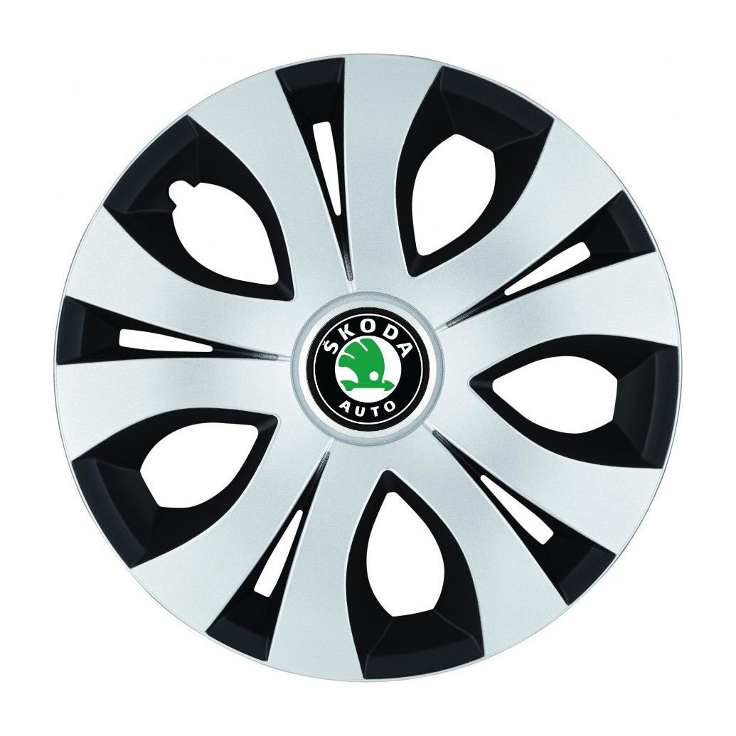 Set 4 Capace Roti Top Gri-Negru R14, Compatibil Cu Skoda