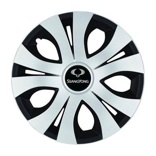 Set 4 Capace Roti Top Gri-Negru R14, Compatibil Cu SsangYong