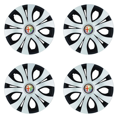 Set 4 Capace Roti Top Gri-Negru R15, Compatibil Cu Alfa Romeo