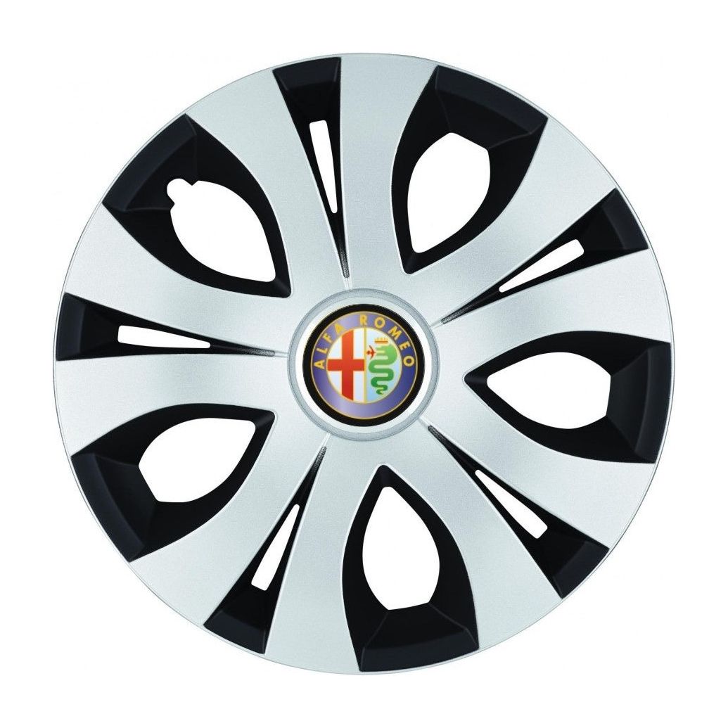 Set 4 Capace Roti Top Gri-Negru R15, Compatibil Cu Alfa Romeo