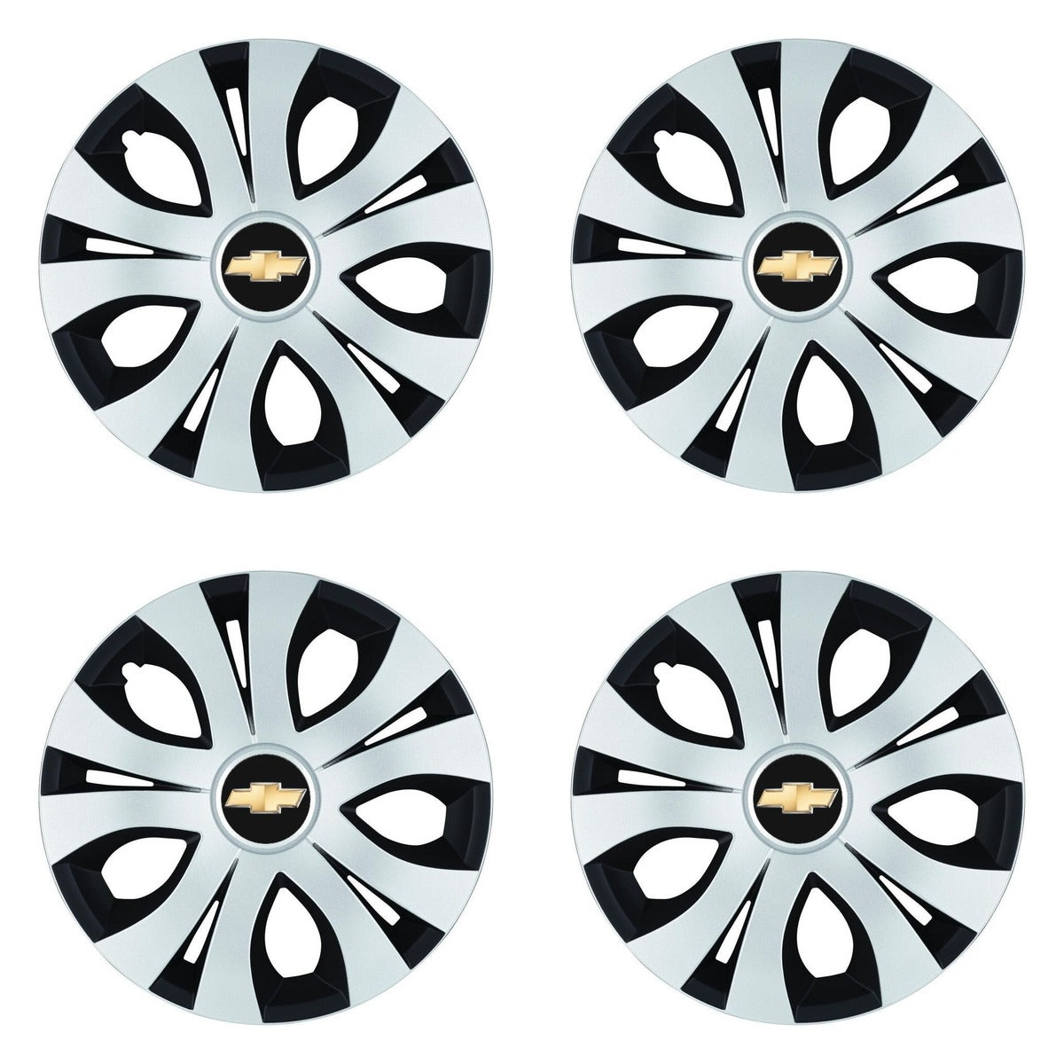 Set 4 Capace Roti Top Gri-Negru R15, Compatibil Cu Chevrolet