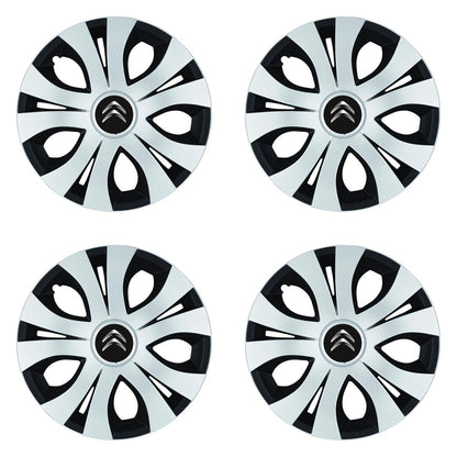 Set 4 Capace Roti Top Gri-Negru R15, Compatibil Cu Citroen