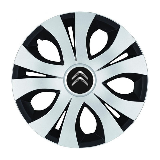 Set 4 Capace Roti Top Gri-Negru R15, Compatibil Cu Citroen