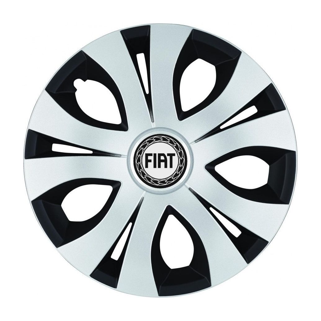 Set 4 Capace Roti Top Gri-Negru R15, Compatibil Cu Fiat