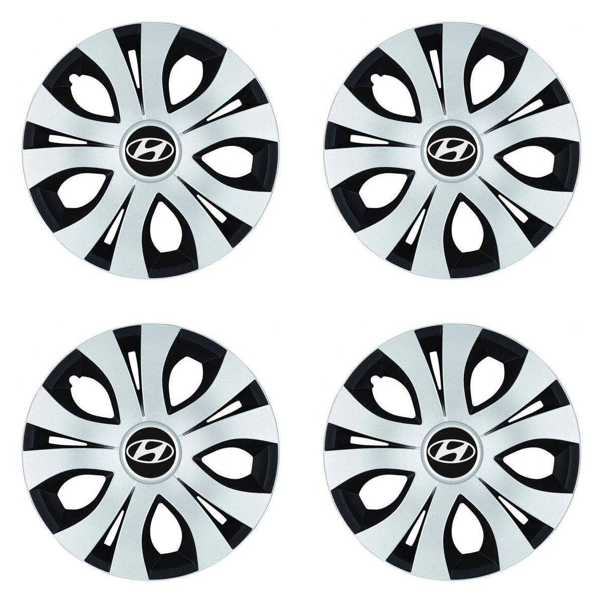 Set 4 Capace Roti Top Gri-Negru R15, Compatibil Cu Hyundai