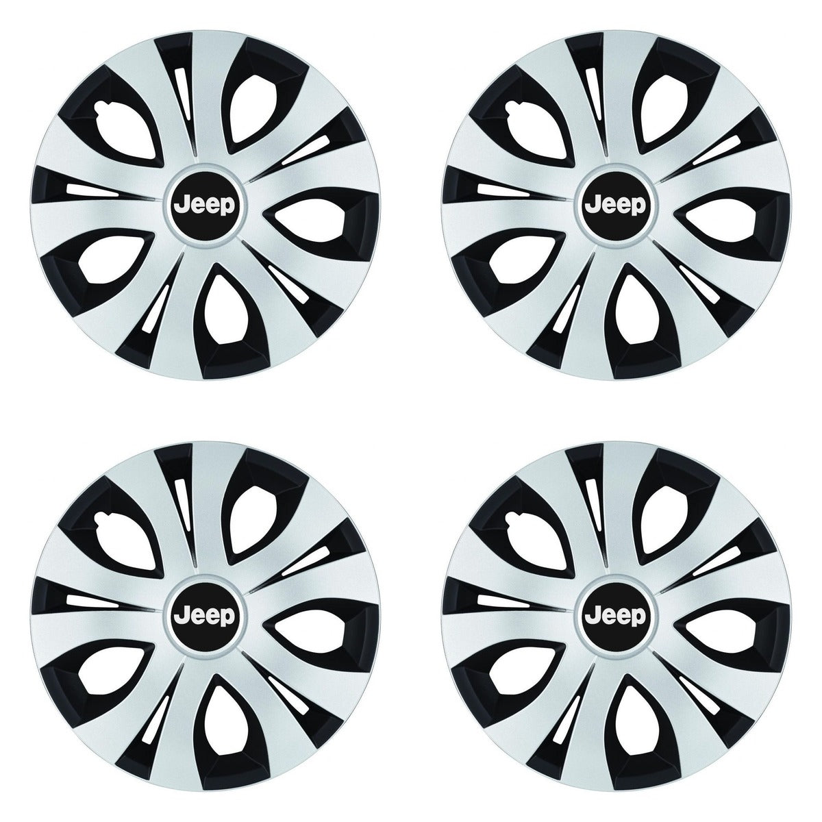 Set 4 Capace Roti Top Gri-Negru R15, Compatibil Cu Jeep