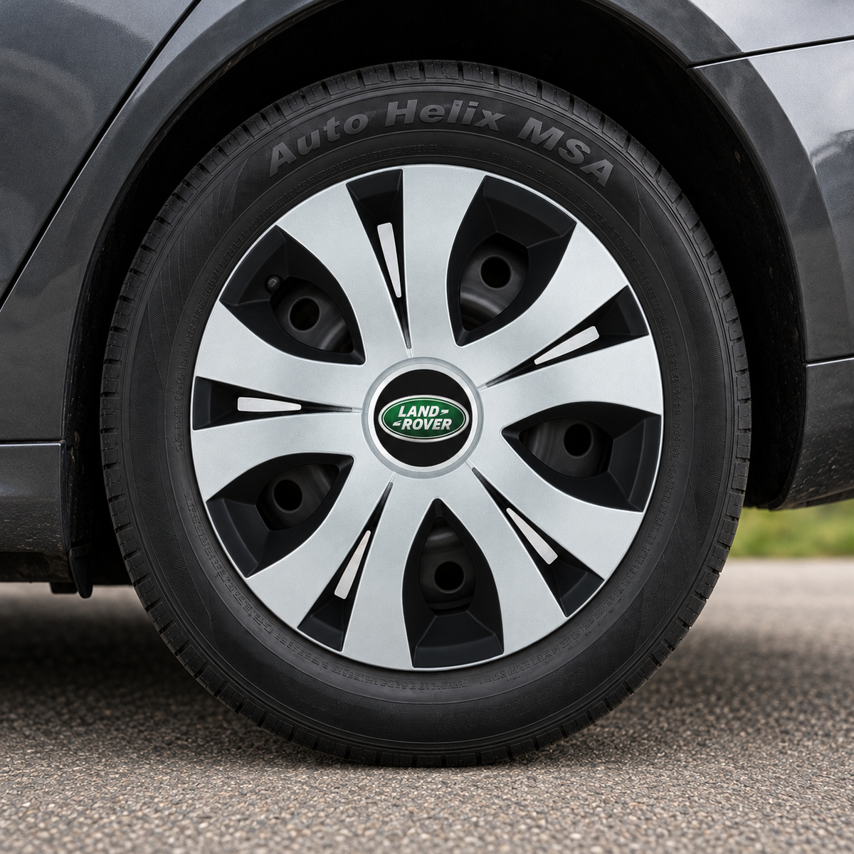 Set 4 Capace Roti Top Gri-Negru R15, Compatibil Cu Land Rover