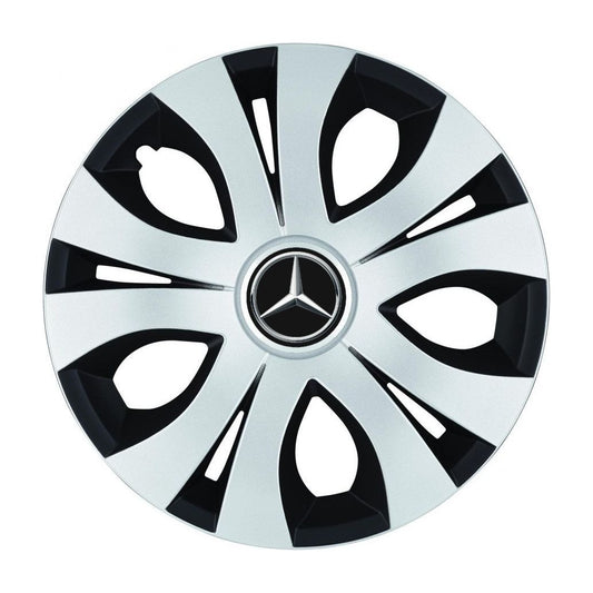 Set 4 Capace Roti Top Gri-Negru R15, Compatibil Cu Mercedes-Benz