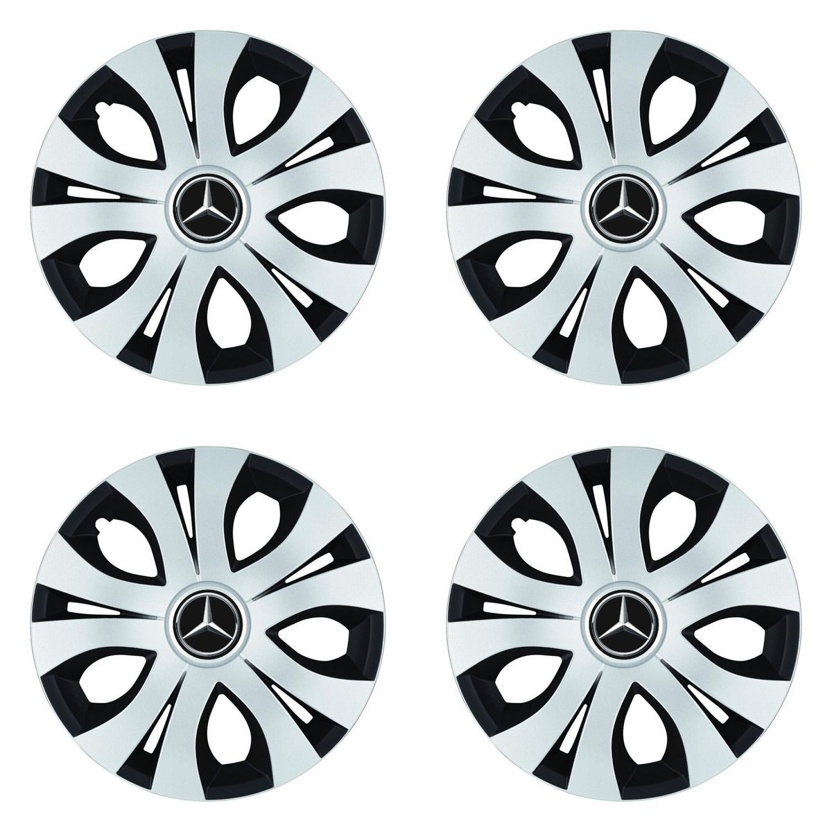 Set 4 Capace Roti Top Gri-Negru R15, Compatibil Cu Mercedes