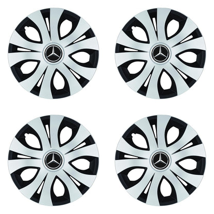 Set 4 Capace Roti Top Gri-Negru R15, Compatibil Cu Mercedes