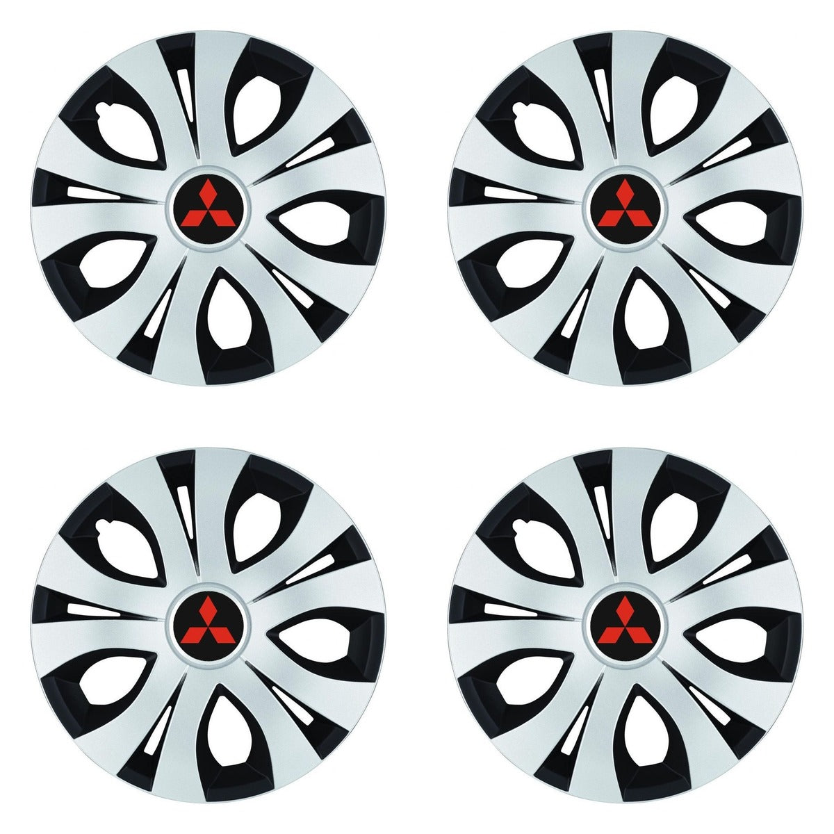 Set 4 Capace Roti Top Gri-Negru R15, Compatibil Cu Mitsubishi
