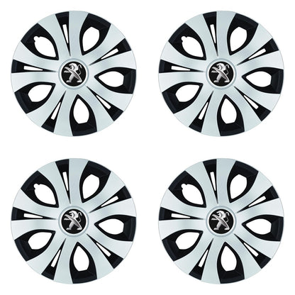 Set 4 Capace Roti Top Gri-Negru R15, Compatibil Cu Peugeot