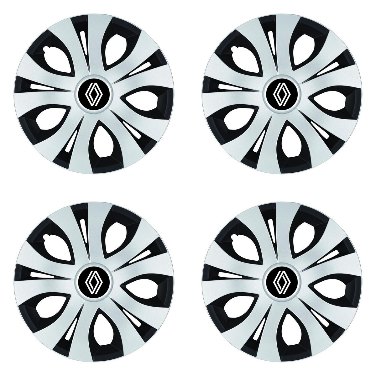 Set 4 Capace Roti Top Gri-Negru R15, Compatibil Cu Renault Nou