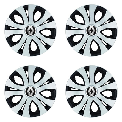 Set 4 Capace Roti Top Gri-Negru R15, Compatibil Cu Renault