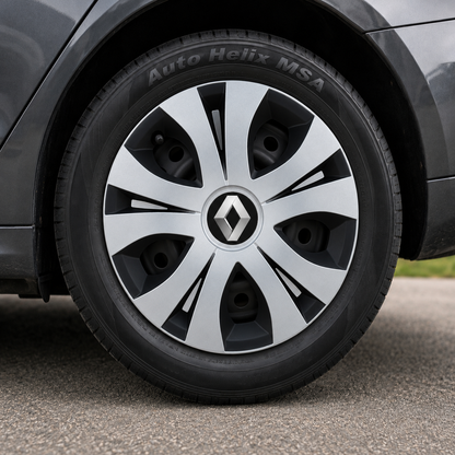 Set 4 Capace Roti Top Gri-Negru R15, Compatibil Cu Renault