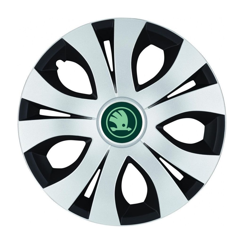 Set 4 Capace Roti Top Gri-Negru R15, Compatibil Cu Skoda Nou Verde