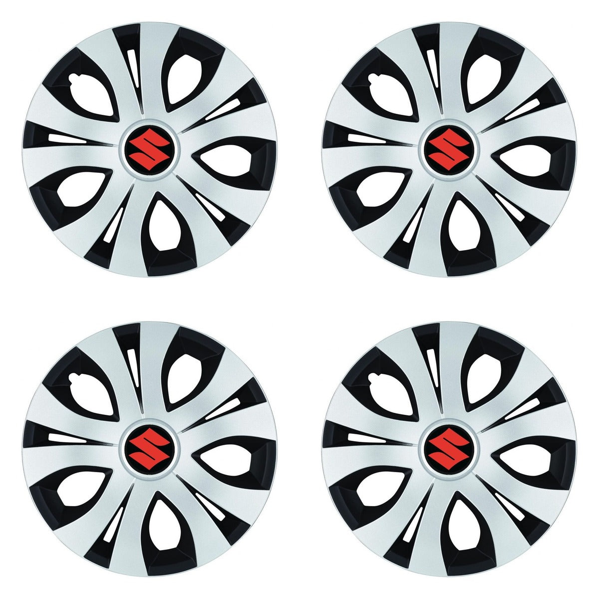 Set 4 Capace Roti Top Gri-Negru R15, Compatibil Cu Suzuki