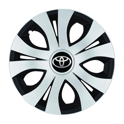 Set 4 Capace Roti Top Gri-Negru R15, Compatibil Cu Toyota