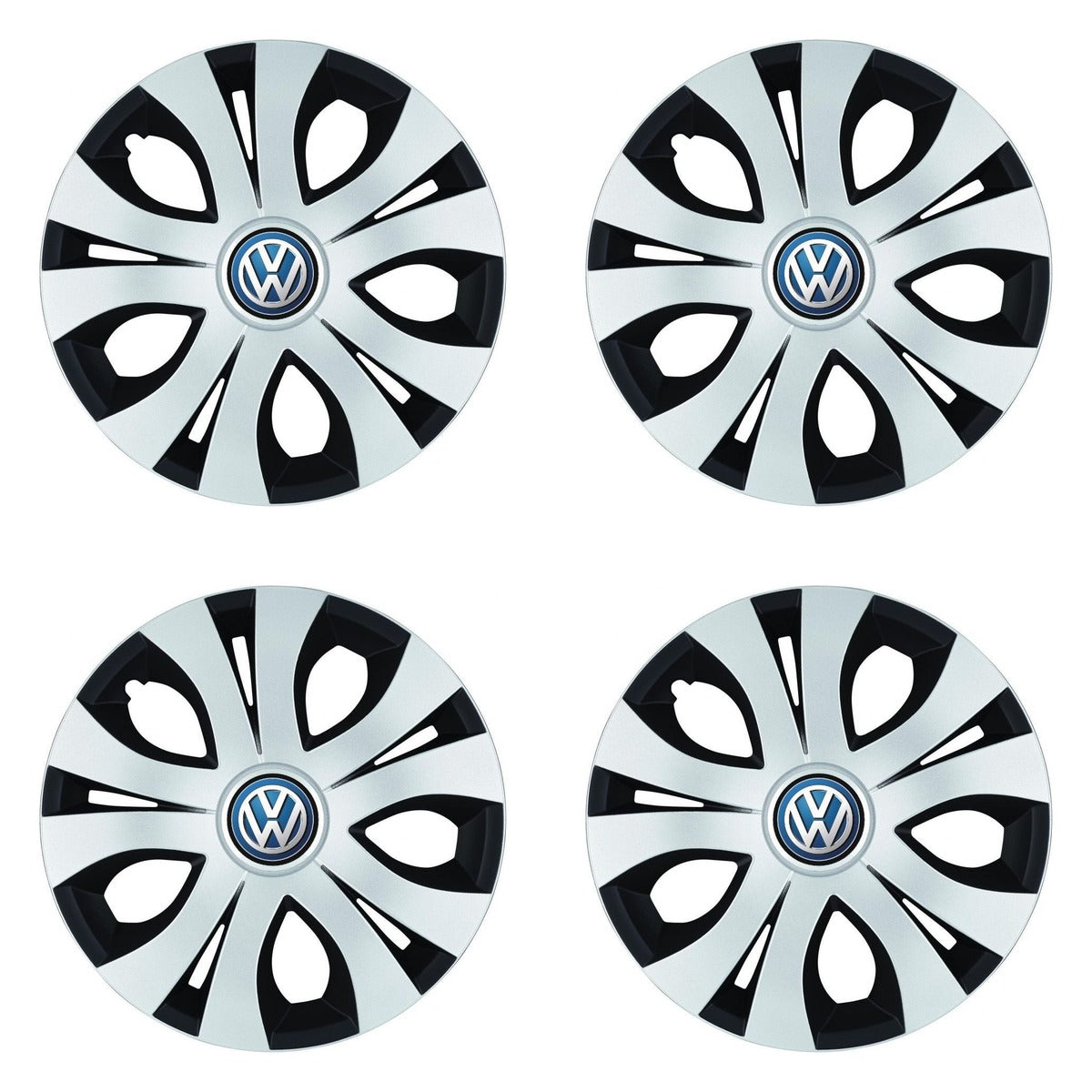 Set 4 Capace Roti Top Gri-Negru R15, Compatibil Cu Volkswagen