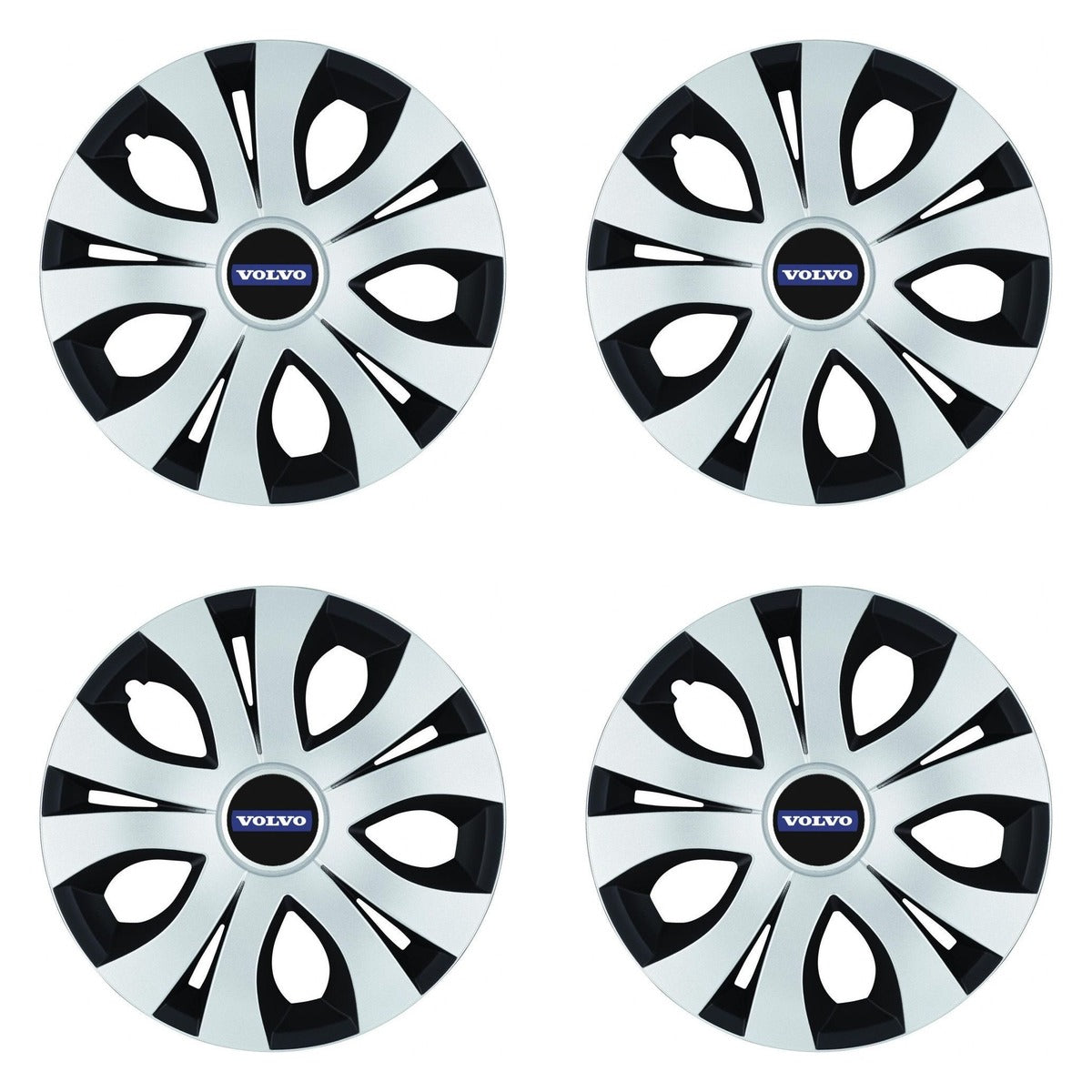 Set 4 Capace Roti Top Gri-Negru R15, Compatibil Cu Volvo