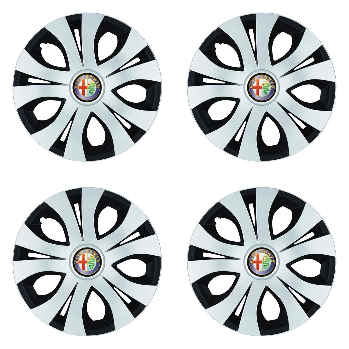 Set 4 Capace Roti Top Gri-Negru R16, Compatibil Cu Alfa Romeo
