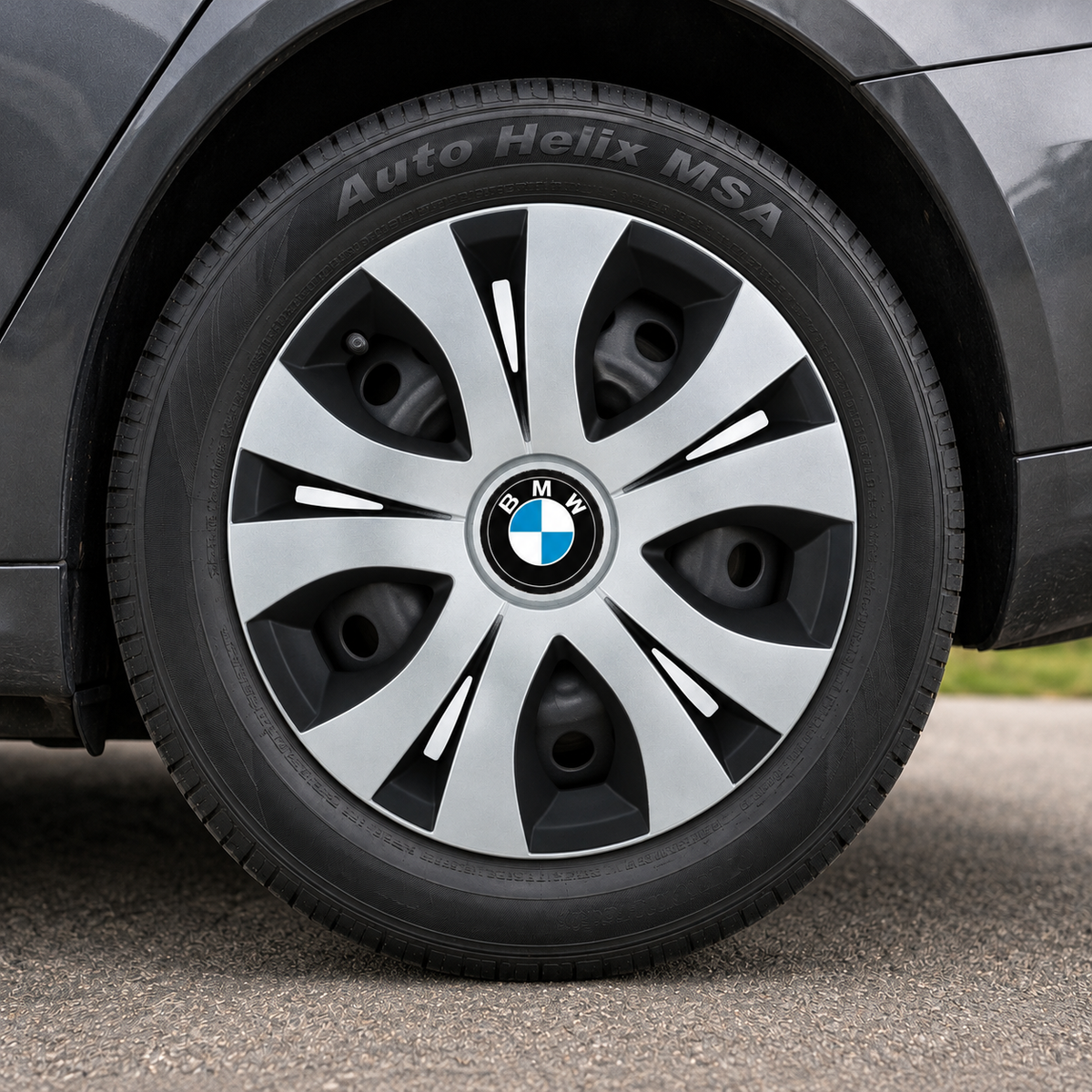 Set 4 Capace Roti Top Gri-Negru R16, Compatibil Cu BMW