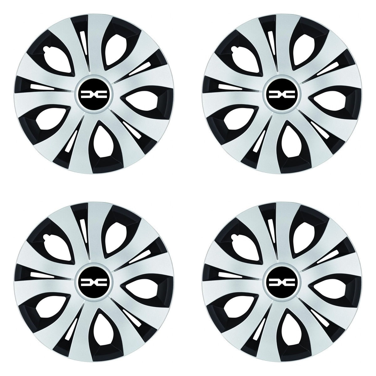 Set 4 Capace Roti Top Gri-Negru R16, Compatibil Cu Dacia Nou
