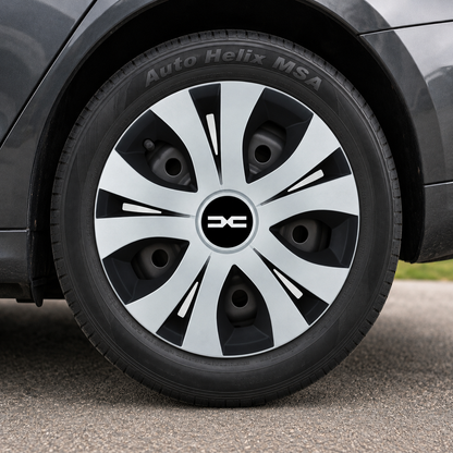 Set 4 Capace Roti Top Gri-Negru R16, Compatibil Cu Dacia Nou
