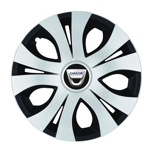 Set 4 Capace Roti Top Gri-Negru R16, Compatibil Cu Dacia