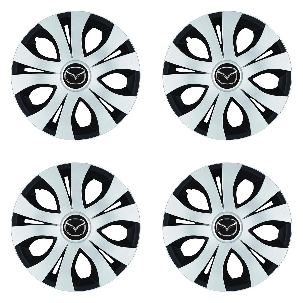 Set 4 Capace Roti Top Gri-Negru R16, Compatibil Cu Mazda