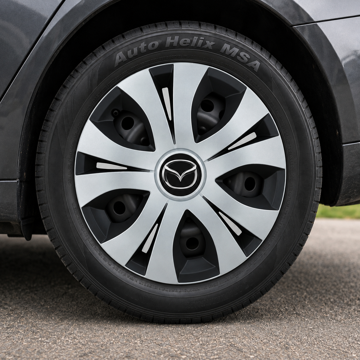 Set 4 Capace Roti Top Gri-Negru R16, Compatibil Cu Mazda