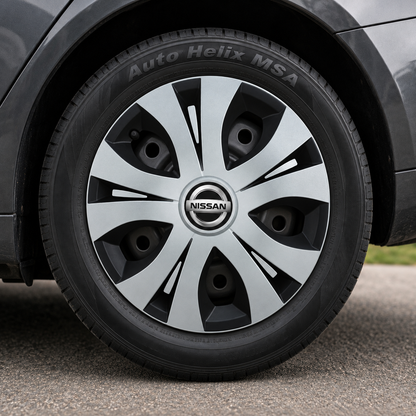 Set 4 Capace Roti Top Gri-Negru R16, Compatibil Cu Nissan