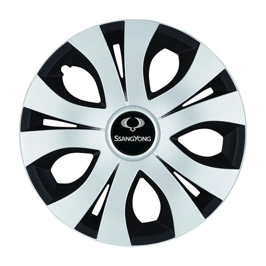 Set 4 Capace Roti Top Gri-Negru R16, Compatibil Cu SsangYong