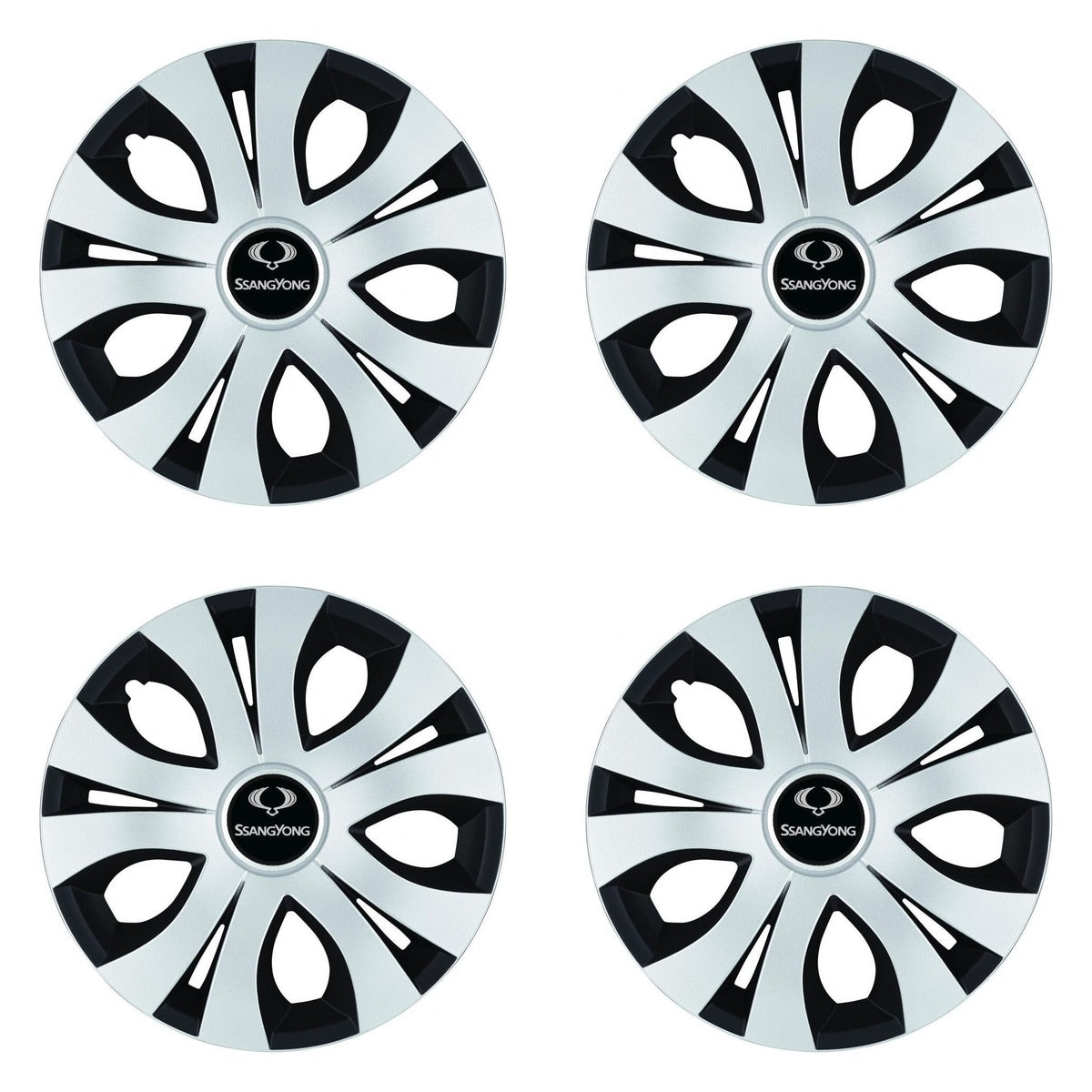 Set 4 Capace Roti Top Gri-Negru R16, Compatibil Cu SsangYoung