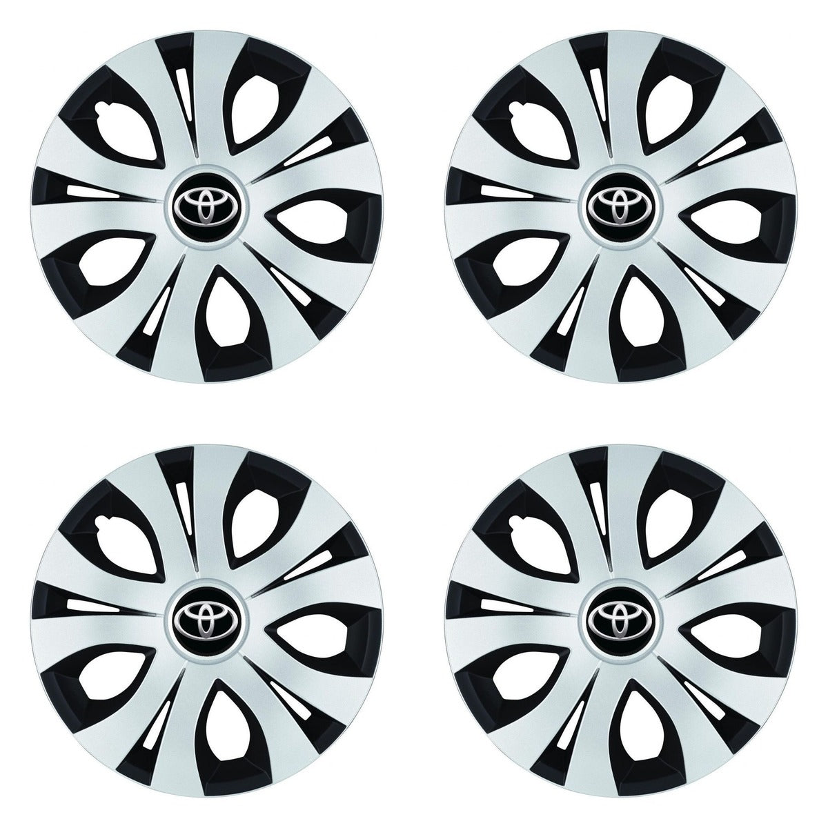 Set 4 Capace Roti Top Gri-Negru R16, Compatibil Cu Toyota