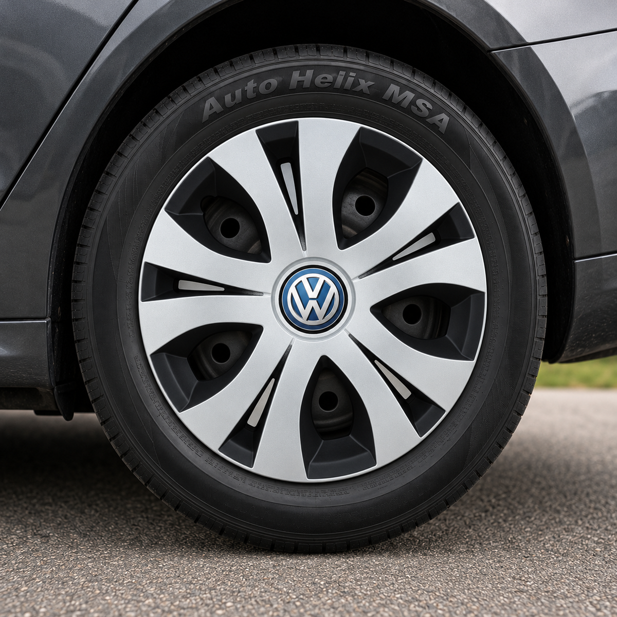 Set 4 Capace Roti Top Gri-Negru R16, Compatibil Cu Volkswagen