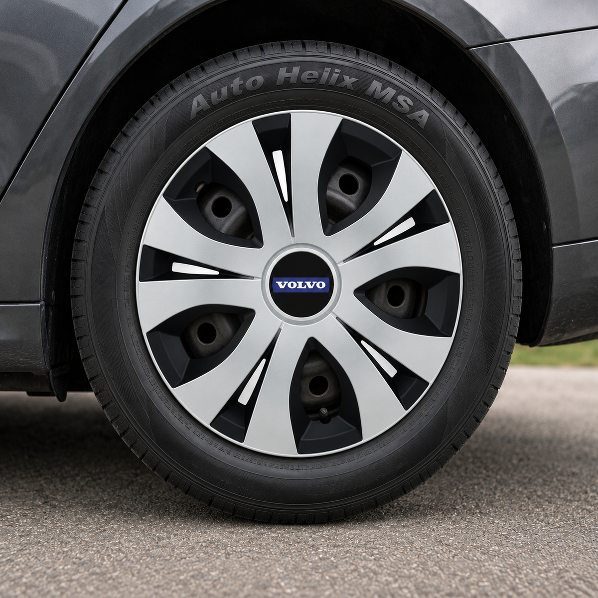 Set 4 Capace Roti Top Gri-Negru R16, Compatibil Cu Volvo